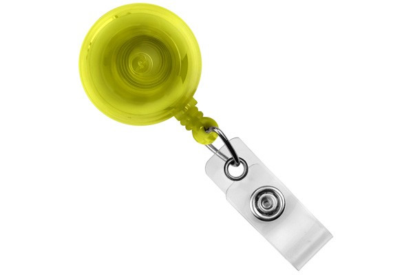 Translucent Yellow Round Badge Reel With Strap And Slide Clip (25/pk)