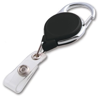 Black Carabiner Badge Reel With Strap (25/pk)