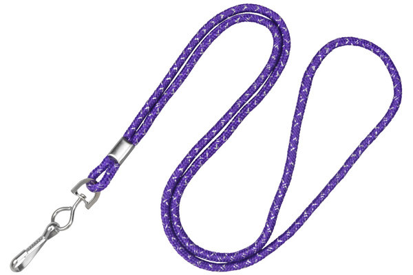 1/8" Purple & Silver Metallic Lanyard with Swivel-Hook (100/pk)