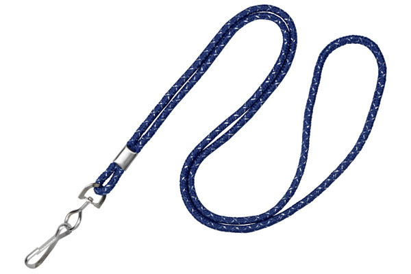 1/8" Navy Blue & Silver Metallic Lanyard with Swivel-Hook (100/pk)