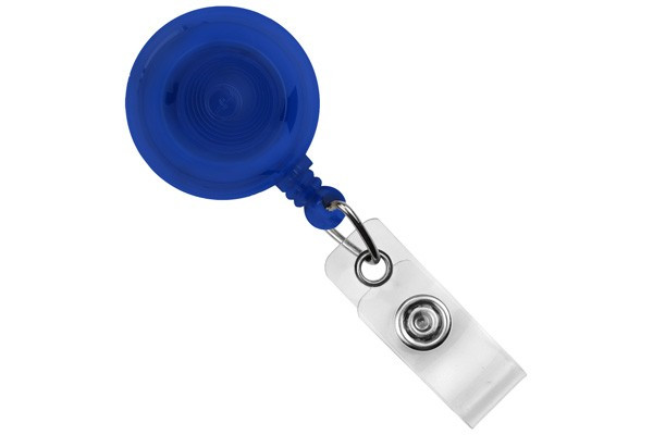 Translucent Royal Blue Round Badge Reel With Strap And Slide Clip (25/pk)