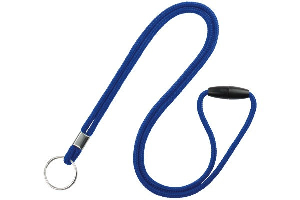 Royal Blue 1/8 Round Braided Breakaway Lanyard, Split Ring (100/pk)