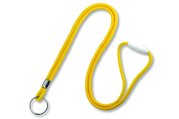 Yellow 1/8 Round Braided Breakaway Lanyard, Split Ring (100/pk)