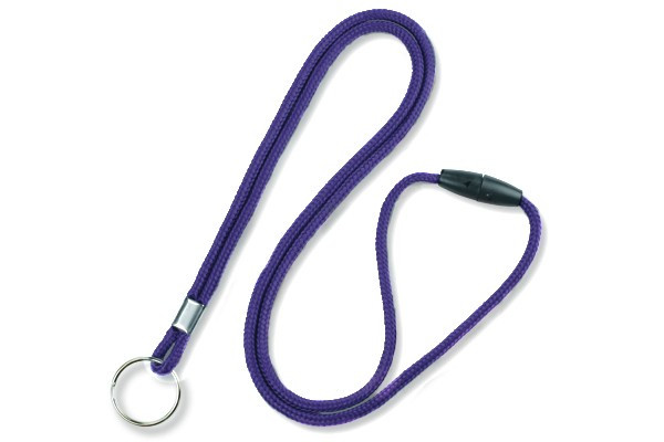 Purple 1/8 Round Braided Breakaway Lanyard, Split Ring (100/pk)