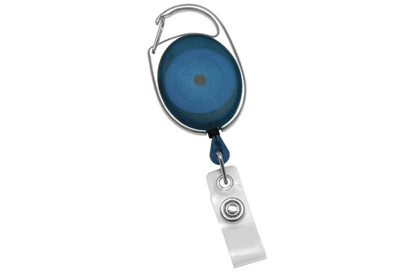 Translucent Blue Premier Carabiner Badge Reel with Clear Vinyl Strap (25/pk)