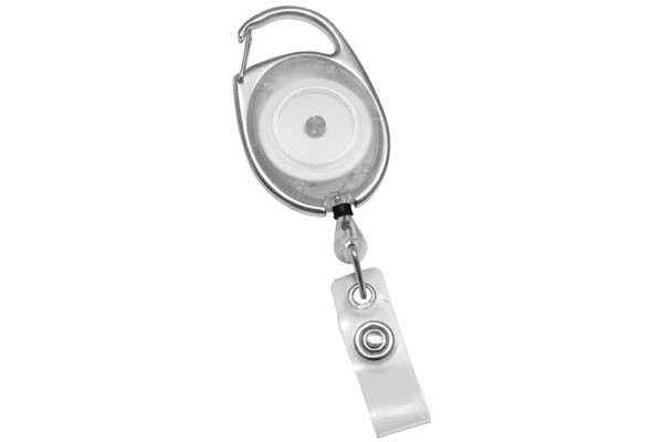 Translucent Clear Premier Carabiner Badge Reel with Clear Vinyl Strap (25/pk)