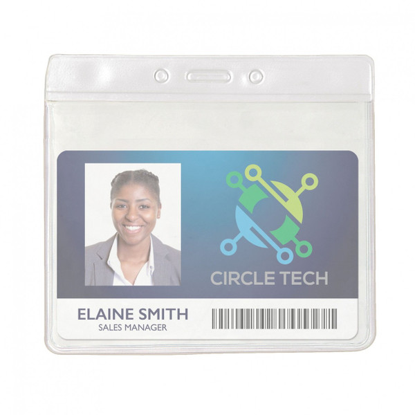 Vinyl Horizontal Badge Holder with Clear Color Bar, 4" x 3" (100/pk)