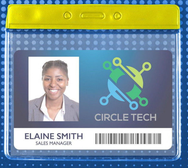 Vinyl Horizontal Badge Holder with Yellow Color Bar, 4" x 3" (1000/pk)