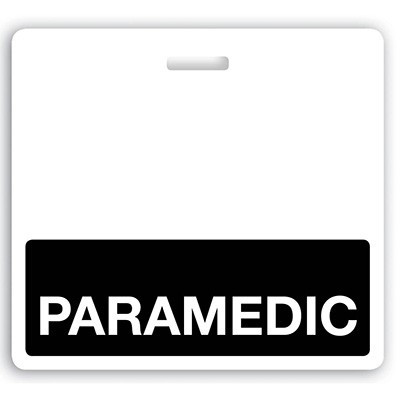 Horizontal "PARAMEDIC" Badge Buddies with Black bar, 3.38" x 3.09" (25/pk)
