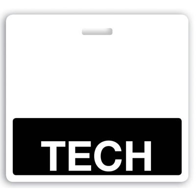 Horizontal "TECH" Badge Buddies with Black bar, 3.38" x 3.09" (25/pk)