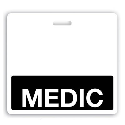 Horizontal "MEDIC" Badge Buddies with Black bar, 3.38" x 3.09" (25/pk)