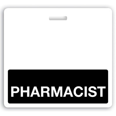 Horizontal "PHARMACIST" Badge Buddies with Black bar, 3.38" x 3.09" (25/pk)