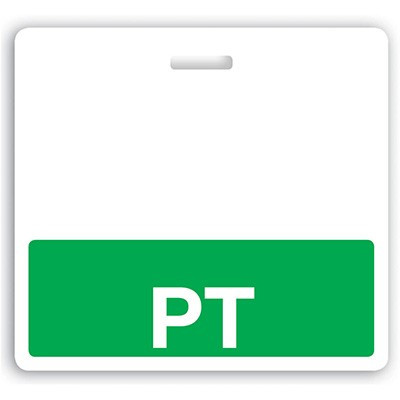 Horizontal "PT" Badge Buddies with Green  bar (25/pk)