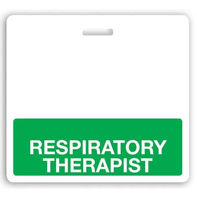 Horizontal "RESPIRATORY THERAPIST" Badge Buddies with Green  bar (25/pk)
