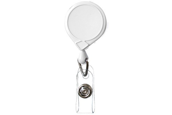 White Classic Mini-Bak Badge Reel With Strap And Slide Clip (25/pk)