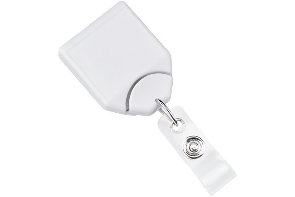 White B-REEL™ Badge Reel with swivel-clip with teeth (25/pk)