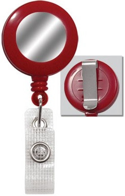 Red Badge Reel with Silver Sticker, Reinforced Vinyl Strap & Belt Clip (25/pk)