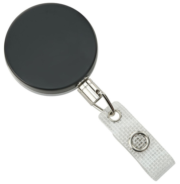 Black-Chrome Heavy-Duty badge Reel with Link Chain Reinforced Vinyl Strap & Belt Clip (25/pk)