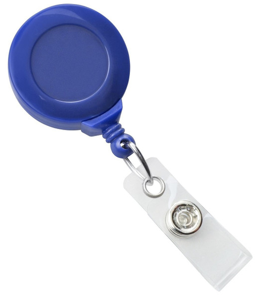 Royal Blue Badge Reel with Clear Vinyl Strap & Swivel Spring Clip (25/pk)