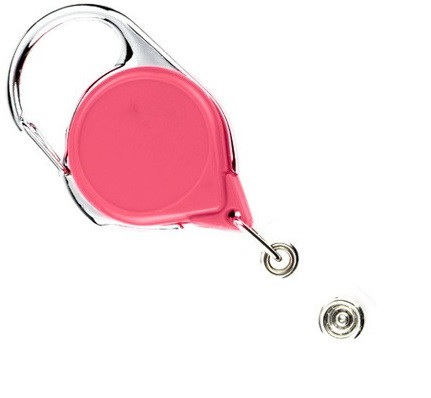 Pink Carabiner Badge Reel With Strap (25/pk)