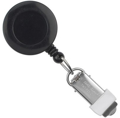 Black Round Badge Reel With Card Clamp And Swivel Clip (25/pk)
