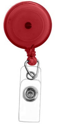 Translucent Red Round Badge Reel With Strap And Swivel Clip (25/pk)