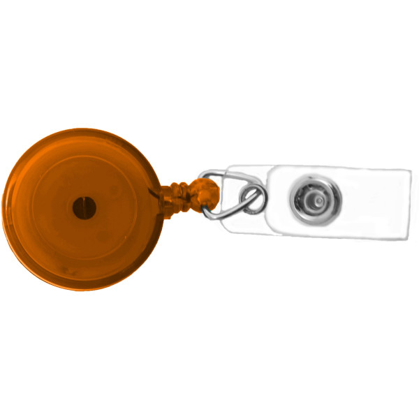 Translucent Orange Round Badge Reel With Strap And Swivel Clip (25/pk)