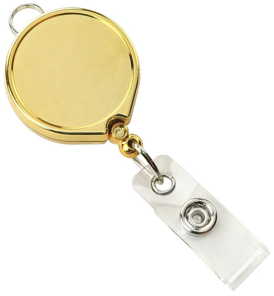 Gold Metallic Logo Reel with Clear Vinyl Strap & Belt Clip (25/pk)
