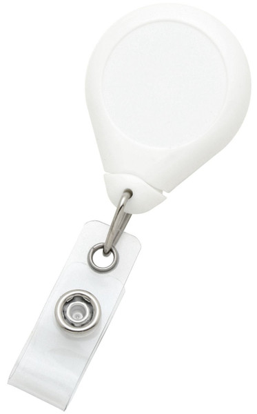 White Premium Badge Reel With Strap And Swivel Clip (25/pk)