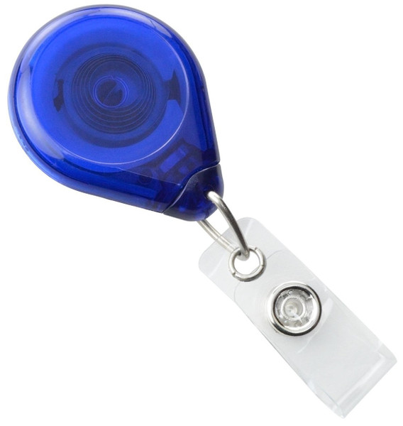 Translucent Royal Blue Premium Badge Reel With Strap & Slide Clip (25/pk)