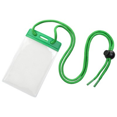 Vinyl Vertical Holder with Green Color Bar and Neck Cord (100/pk)