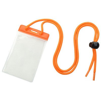 Vinyl Vertical Holder with Orange Color Bar and Neck Cord (100/pk)