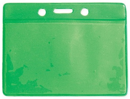 Clear Vinyl Horizontal Badge Holder with Green Color Back, 3.5" x 2.13" (100/pk)