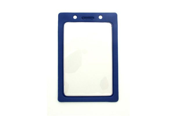 Clear Vinyl Vertical Badge Holder with Blue Color Frame, 2.25" x 3.44" (100/pk)