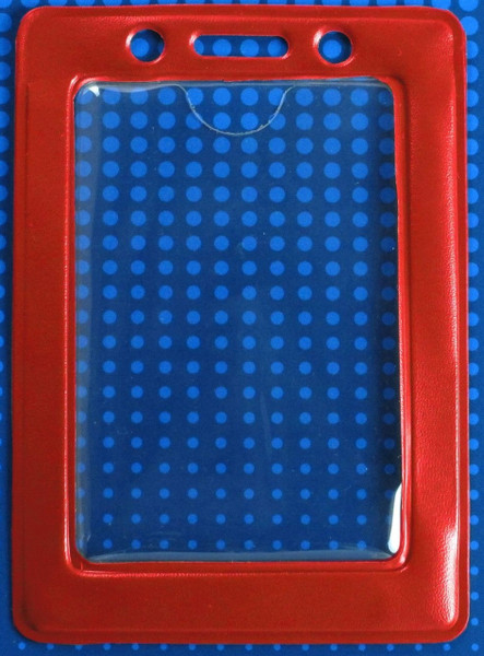 Clear Vinyl Vertical Badge Holder with Red Color Frame, 2.25" x 3.44" (100/pk)
