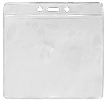 Clear Vinyl Horizontal Badge Holder with Clear Color Bar, 4.38" x 3.63" (100/pk)