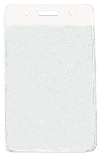 Clear Vinyl Vertical Badge Holder with White Color Bar, 3.75" x 2.63"(100/pk)