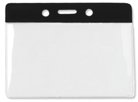 Vinyl Horizontal Badge Holder with Black Color Bar, 3.75" x 2.63" (100/pk)