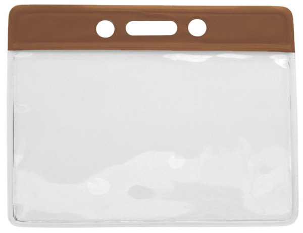 Vinyl Horizontal Badge Holder with Brown Color Bar, 3.75" x 2.63" (1000/pk)