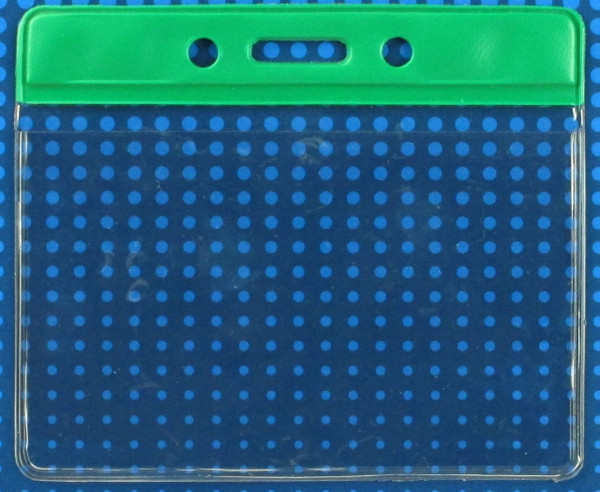 Vinyl Horizontal Badge Holder with Green Color Bar, 3.75" x 2.63" (100/pk)