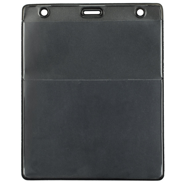 Black Vinyl Vertical Credential Wallet with Slot and Chain Holes, 3" x 4.25" (100/pk)