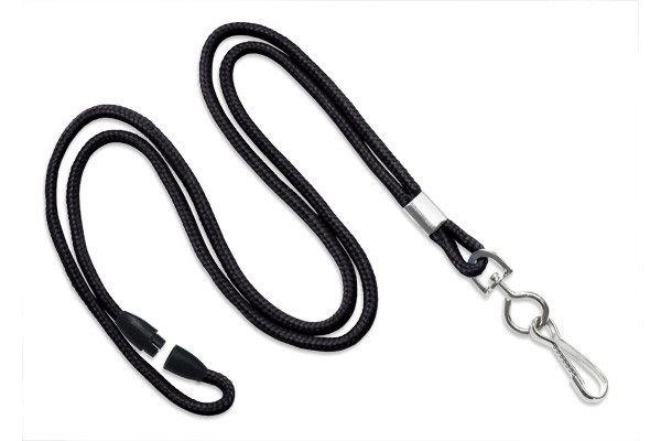 1/8" Lanyard with Breakaway & Nickel-Plated Steel Swivel-Hook (100/pk)