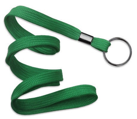 3/8" Green Lanyard with Black-Oxide Split Ring