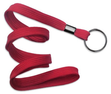 3/8" Red Lanyard with Black-Oxide Split Ring