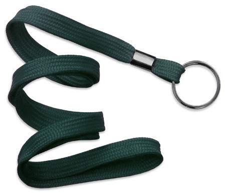 3/8" Forest Green Lanyard with Black-Oxide Split Ring
