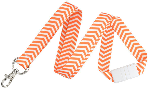 Nectarine and White ZigZag Pattern Fashion Lanyard