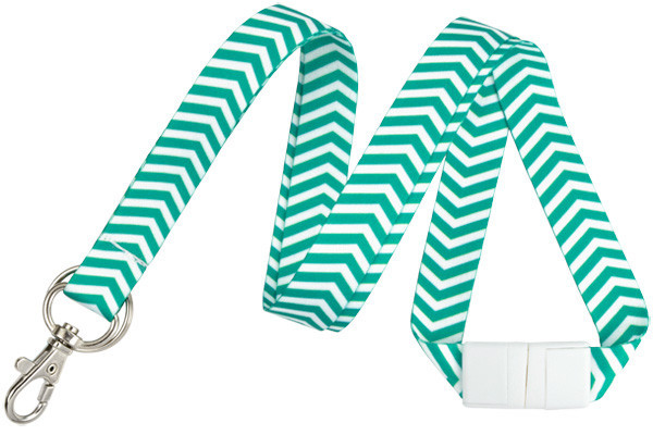 Emerald and White ZigZag Pattern Fashion Lanyard