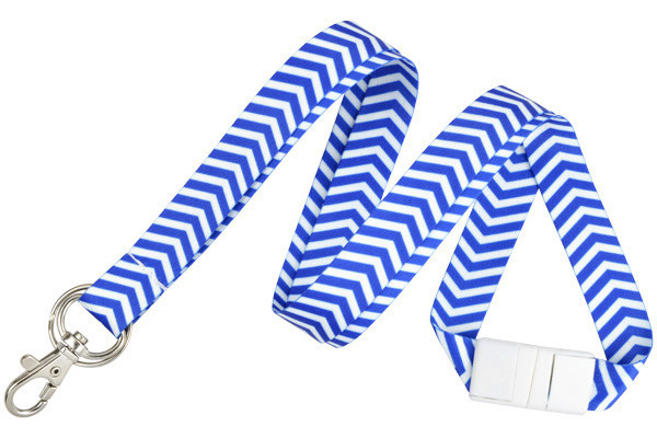 Blue and White ZigZag Pattern Fashion Lanyard
