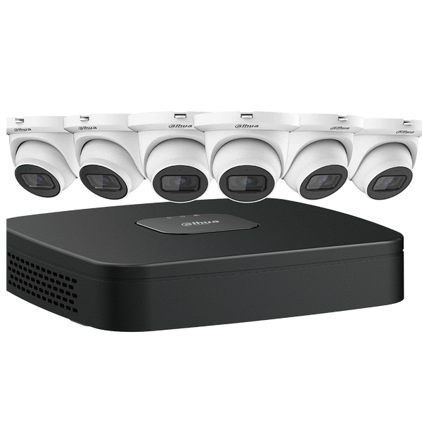 4MP Basic Night Color (VU-More Color) Security System, Includes (6) 4MP Fixed Eyeball IP Cameras and (1) 4K 8-Channel NVR