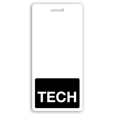 Vertical "TECH" Badge Buddies, Black bar, 2.13" x 4.5" (25/pk)